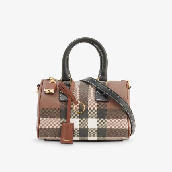 Миниатюрная сумка для боулинга из ткани и кожи с клетчатым принтом и верхней ручкой Burberry, коричневый
Миниатюрная сумка для боулинга из ткани и кожи с клетчатым принтом и верхней ручкой Burberry, коричневый