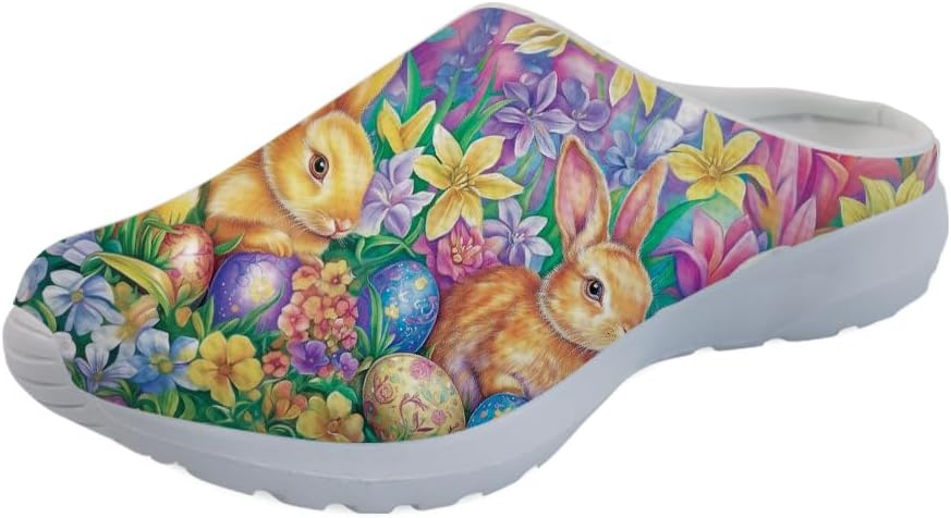 Кроссовки-мюли Forchrinse Blue Cow для женщин, без задника, с сеткой, на платформе, удобные домашние, и спортивные тапочки, Easter Rabbit Colorful Eggs Blossom
Кроссовки-мюли Forchrinse Blue Cow для женщин, без задника, с сеткой, на платформе, удобные домашние, и спортивные тапочки, Easter Rabbit Colorful Eggs Blossom