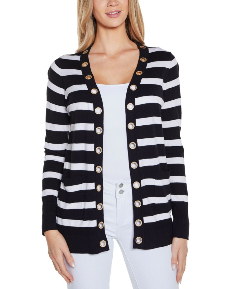 Женский кардиган с открытой передней частью в полоску, украшенный стразами и люверсами Belldini, Black Combo
Женский кардиган с открытой передней частью в полоску, украшенный стразами и люверсами Belldini, Black Combo
