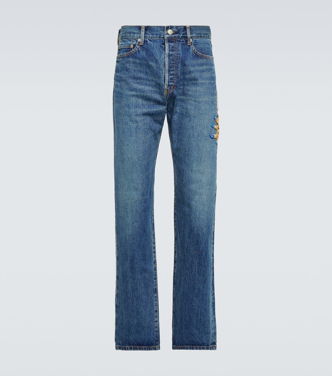 Расшитые бисером прямые джинсы Undercover, синий
Расшитые бисером прямые джинсы Undercover, синий