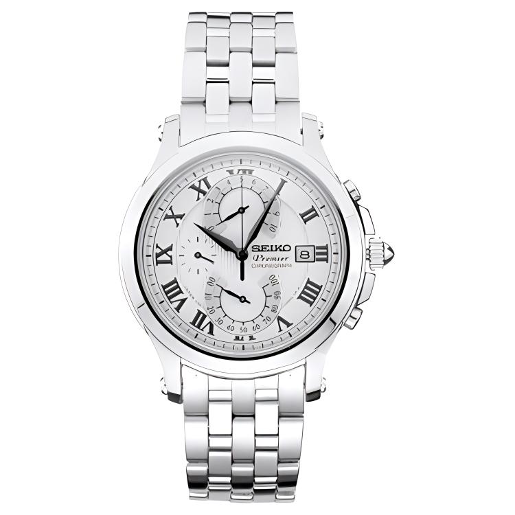 Premier 100m Water Resistant Quartz Movement Stainless Steel Strap Watch для мужчин SEIKO, белый
Premier 100m Water Resistant Quartz Movement Stainless Steel Strap Watch для мужчин SEIKO, белый