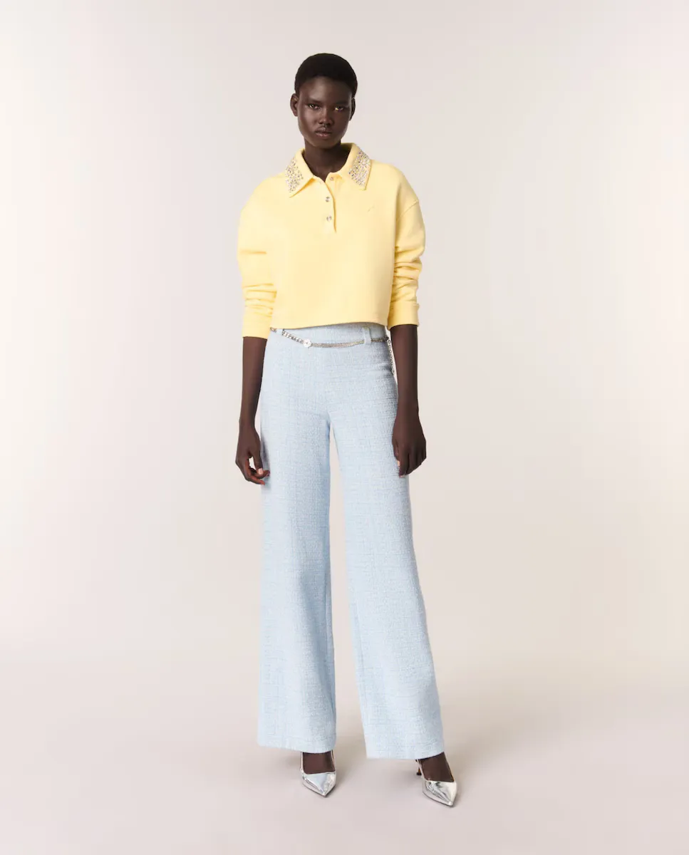 Женские брюки из твида с поясом Maje, светло-голубой
Женские брюки из твида с поясом Maje, светло-голубой