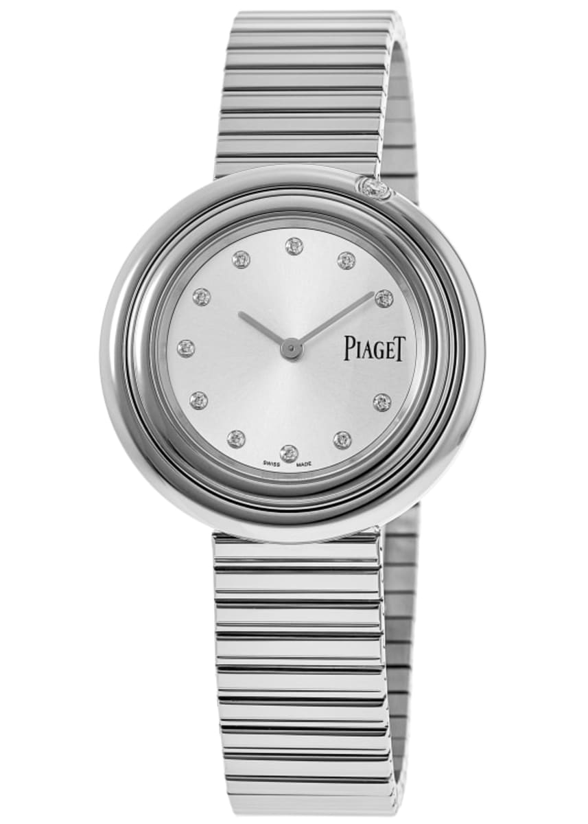 Piaget Possession 34 мм Серебряный бриллиантовый циферблат Женские часы стальной браслет G0A48390
Piaget Possession 34 мм Серебряный бриллиантовый циферблат Женские часы стальной браслет G0A48390