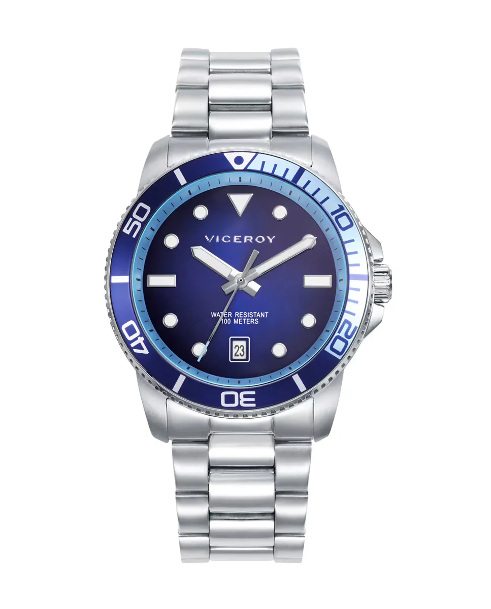 Мужские часы Heat в стальном корпусе с синим алюминиевым безелем и стальным браслетом Viceroy, серебряный
Мужские часы Heat в стальном корпусе с синим алюминиевым безелем и стальным браслетом Viceroy, серебряный