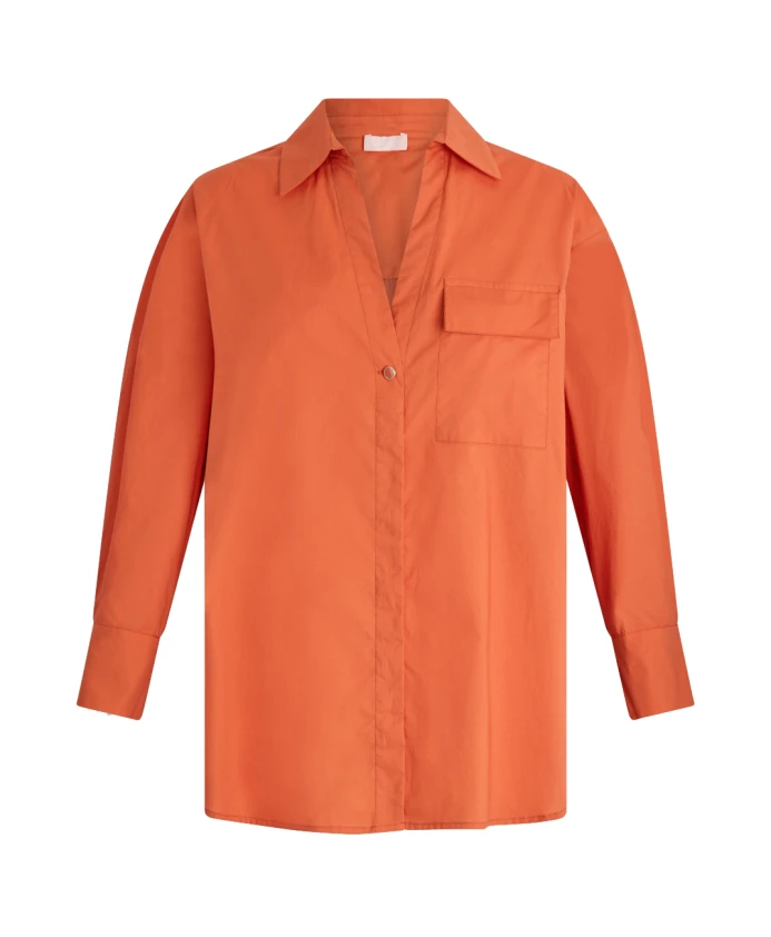 Блузка из хлопкового поплина с французским воротником. Liu Jo, оранжевый
Блузка из хлопкового поплина с французским воротником. Liu Jo, оранжевый