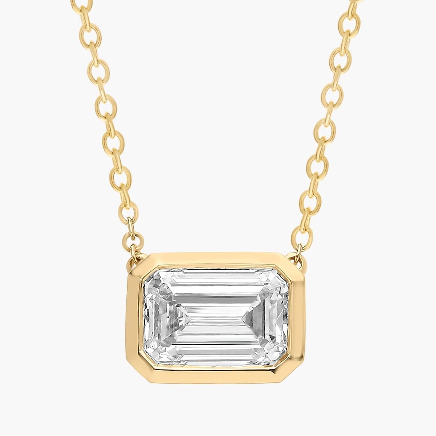 Подвеска East West с выращенными в лаборатории бриллиантами изумрудной огранки из желтого золота 14 карат (2 карата, двойной - FG / VS2-SI1) Blue Nile
Подвеска East West с выращенными в лаборатории бриллиантами изумрудной огранки из желтого золота 14 карат (2 карата, двойной - FG / VS2-SI1) Blue Nile