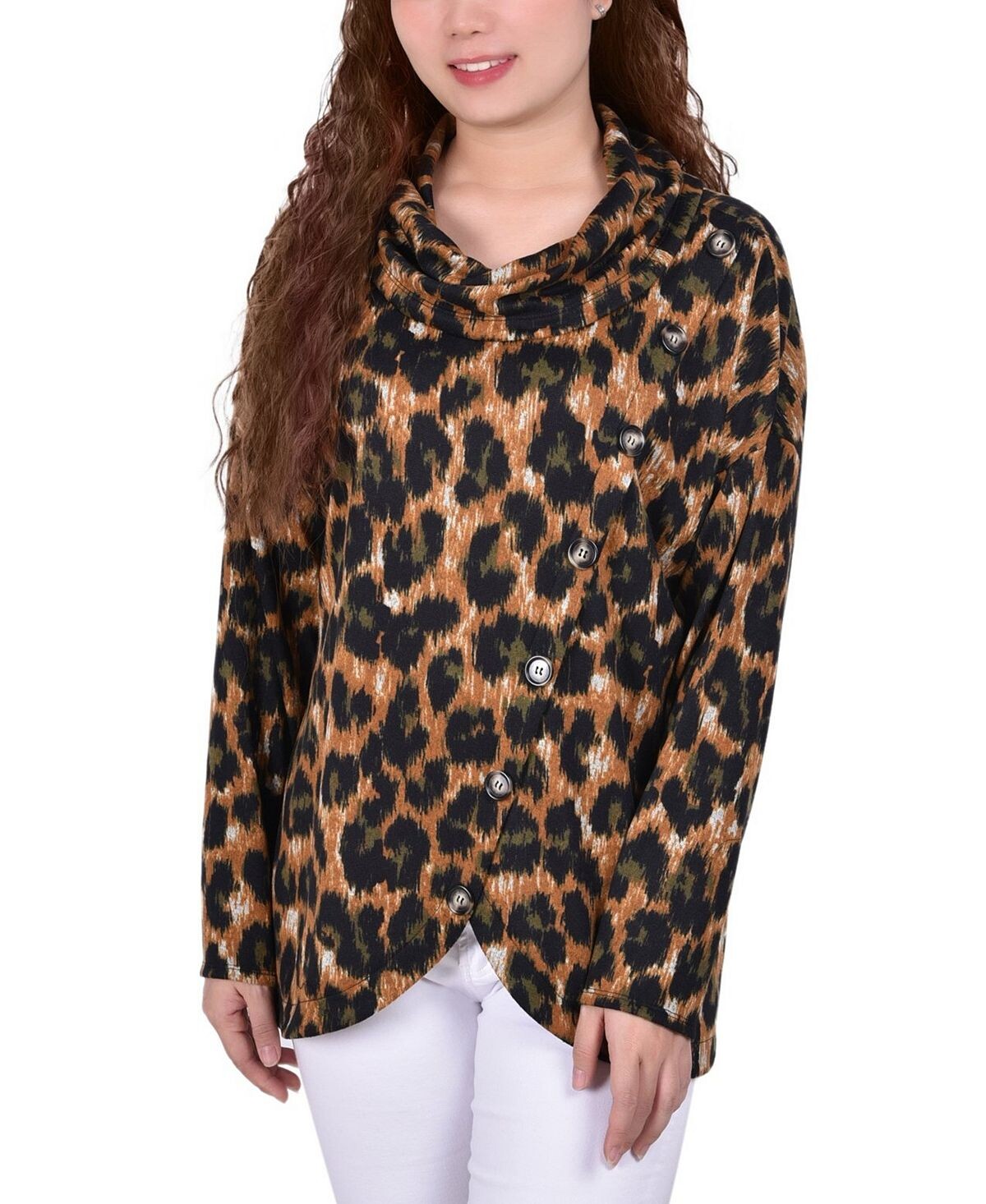 Вязаный топ с воротником-хомутом и длинными рукавами миниатюрного размера, перекрестный стиль NY Collection
Вязаный топ с воротником-хомутом и длинными рукавами миниатюрного размера, перекрестный стиль NY Collection