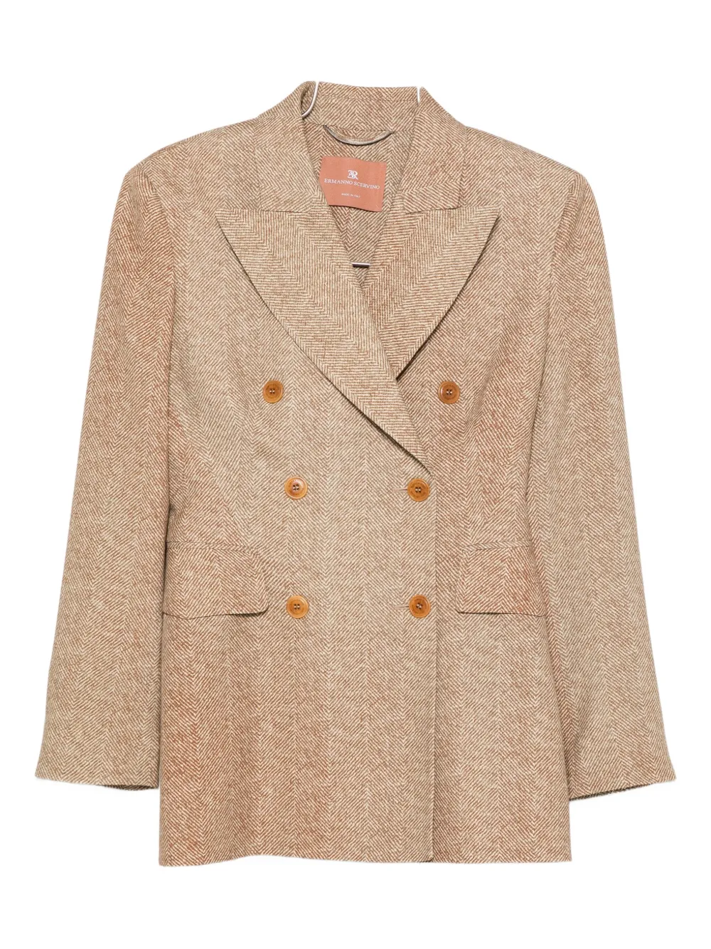 Двубортный пиджак с узором «елочка» Ermanno Scervino, нейтральный
Двубортный пиджак с узором «елочка» Ermanno Scervino, нейтральный