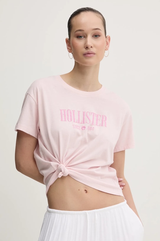 Хлопковая футболка Hollister Co., розовый 
Хлопковая футболка Hollister Co., розовый