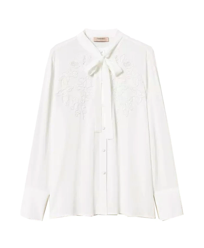 Вышитая вискозная блузка Twinset, белый
Вышитая вискозная блузка Twinset, белый