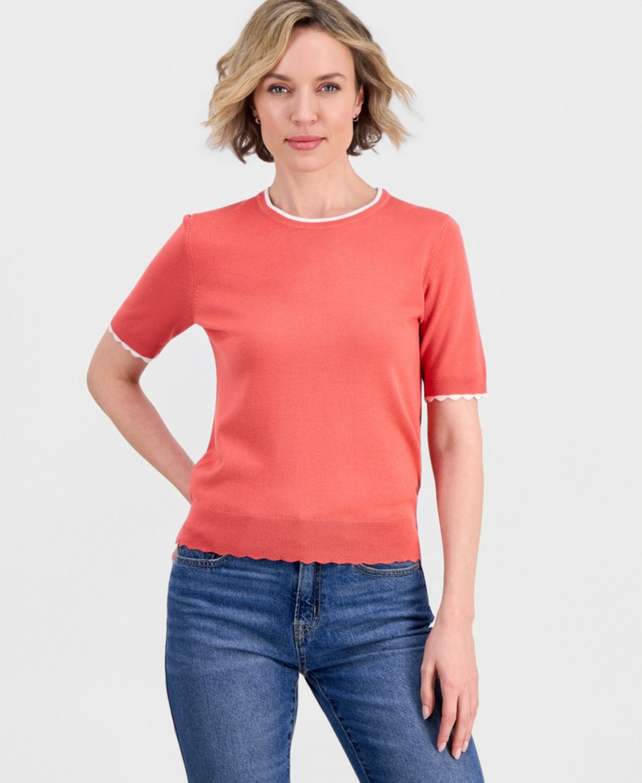 Женский свитер с короткими рукавами и круглым вырезом, отделанный фестончатым краем Nautica Jeans, Coralie Mlt
Женский свитер с короткими рукавами и круглым вырезом, отделанный фестончатым краем Nautica Jeans, Coralie Mlt