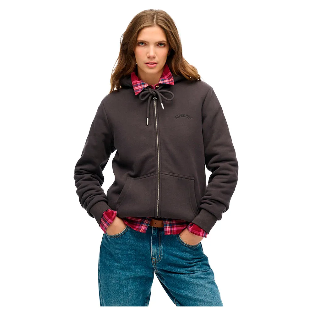 Толстовка Superdry Borg Lined full zip, черный 
Толстовка Superdry Borg Lined full zip, черный