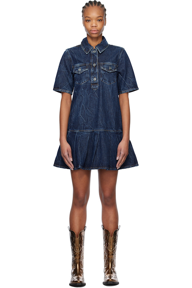 Мятую футуристическую джинсовую мини-юбку Ganni, синий
Мятую футуристическую джинсовую мини-юбку Ganni, синий