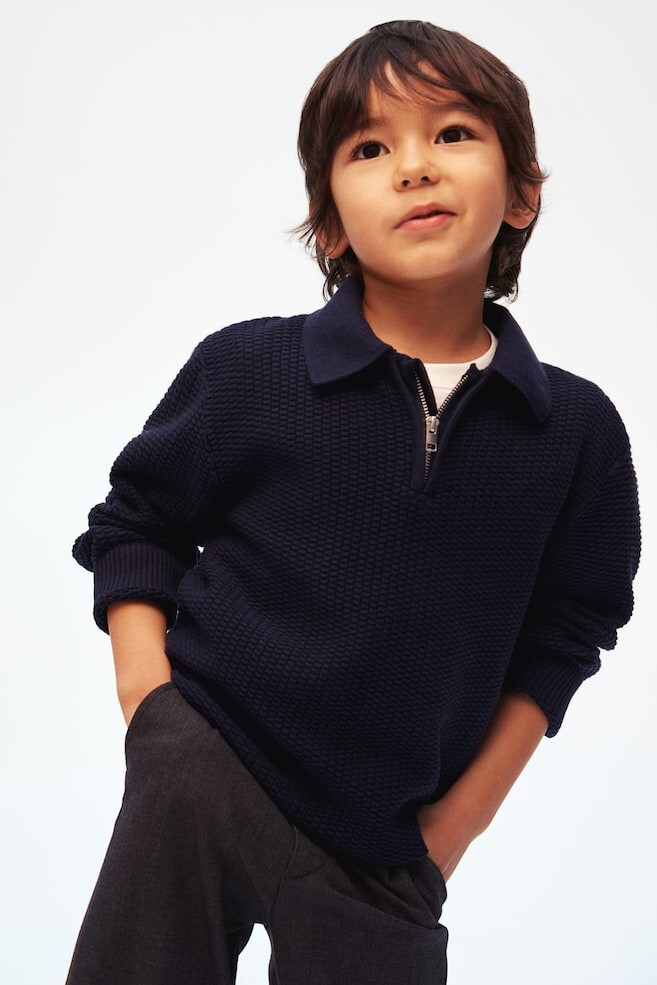 Свитер поло на молнии H&M, синий
Свитер поло на молнии H&M, синий