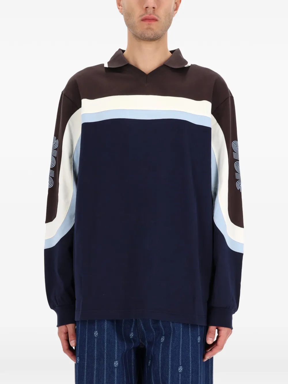 Поло в полоску с длинными рукавами Drôle De Monsieur, синий
Поло в полоску с длинными рукавами Drôle De Monsieur, синий