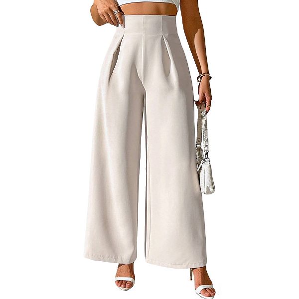 Женские брюки с высокой талией, плиссированные спереди, с карманами и широкими штанинами Clearflower, White
Женские брюки с высокой талией, плиссированные спереди, с карманами и широкими штанинами Clearflower, White