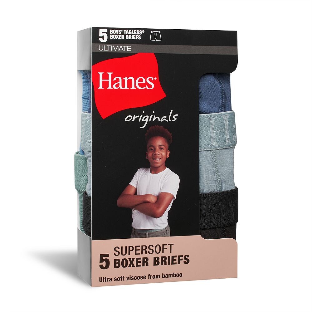 Набор из 5 трусов-софт-боксеров Hanes Originals Ultimate Superдля мальчиков 4–20 лет, комплект нижнего белья из 5 шт., мультиколор
Набор из 5 трусов-софт-боксеров Hanes Originals Ultimate Superдля мальчиков 4–20 лет, комплект нижнего белья из 5 шт., мультиколор