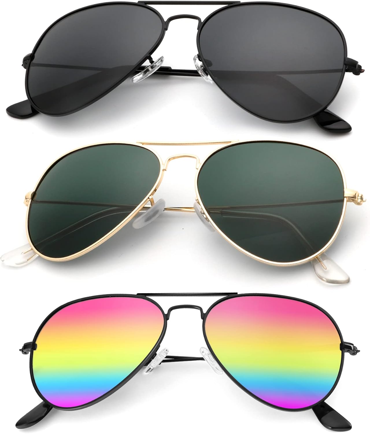 Классические солнцезащитные очки-авиаторы KALIYADI для мужчин и женщин, очки для вождения, поляризованные линзы, блокирующие УФ-излучение, F (3 Pack) Black/Blackish Green/Rainbow
Классические солнцезащитные очки-авиаторы KALIYADI для мужчин и женщин, очки для вождения, поляризованные линзы, блокирующие УФ-излучение, F (3 Pack) Black/Blackish Green/Rainbow