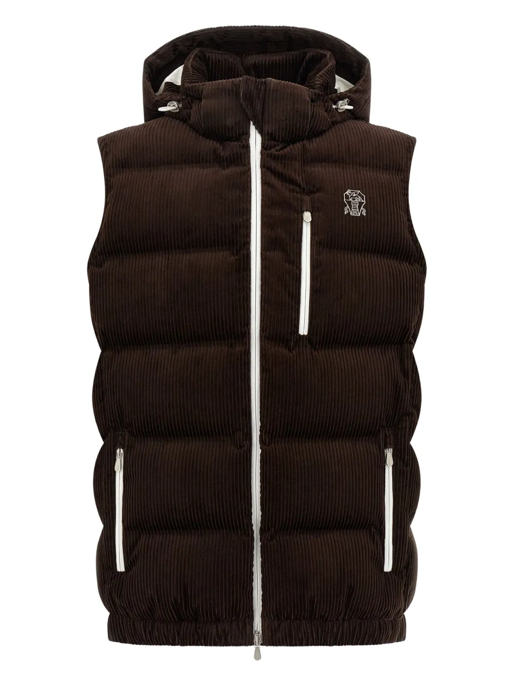 Стеганый вельветовый жилет Brunello Cucinelli, коричневый
Стеганый вельветовый жилет Brunello Cucinelli, коричневый