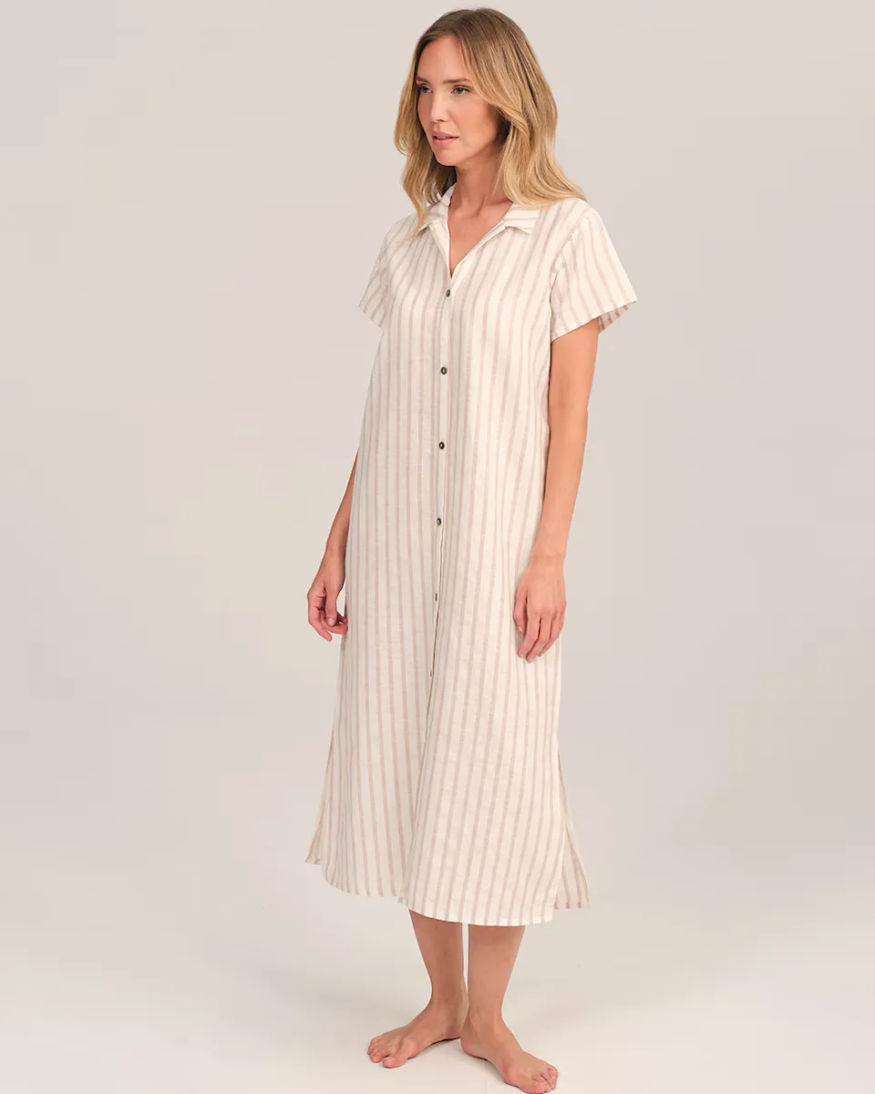 Длинная бежевая полосатая ночная рубашка J&J Brothers, бежевый
Длинная бежевая полосатая ночная рубашка J&J Brothers, бежевый