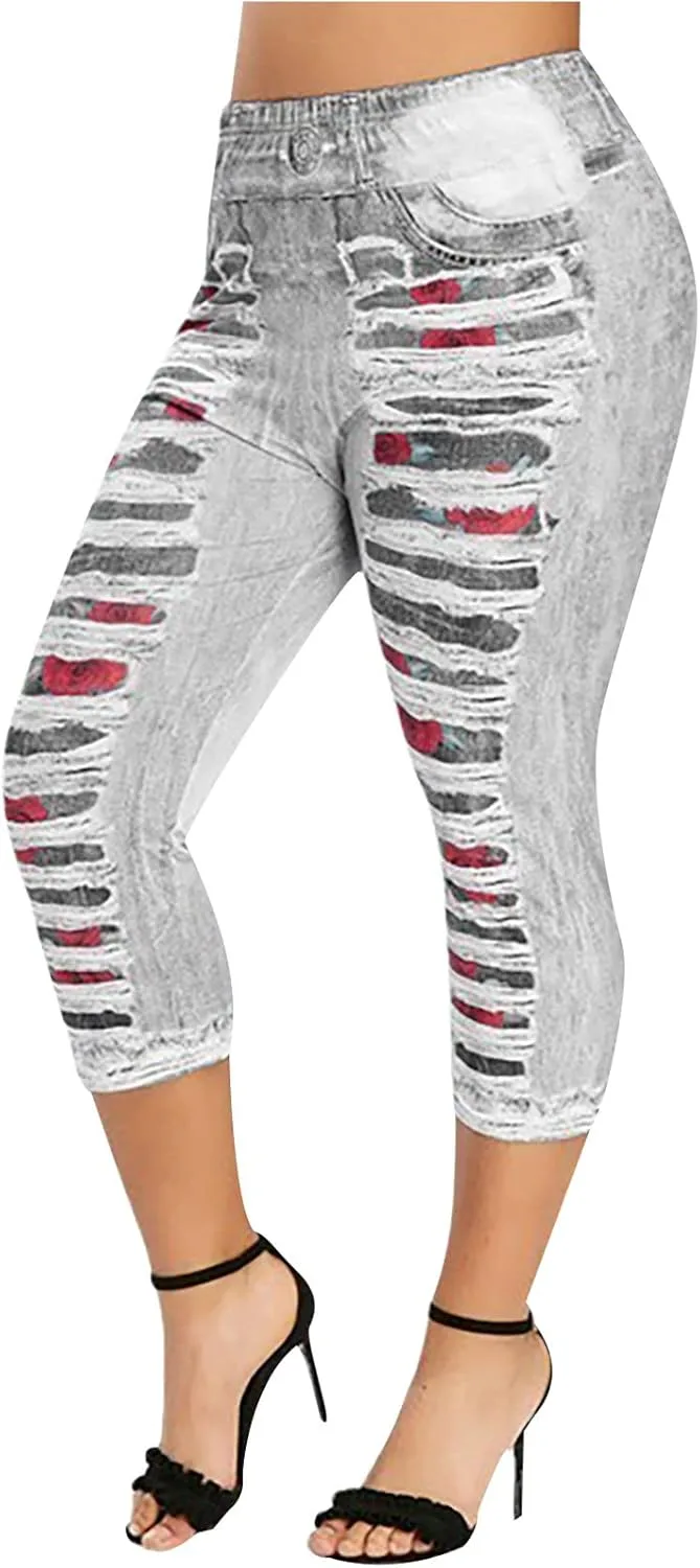 Рваные укороченные джинсы для женщин с высокой эластичной талией
Рваные укороченные джинсы для женщин с высокой эластичной талией