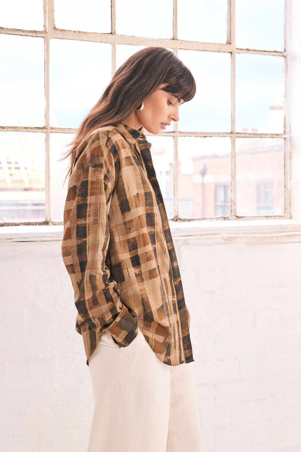 Летняя рубашка с длинным рукавом и воротником Next, коричневый
Летняя рубашка с длинным рукавом и воротником Next, коричневый