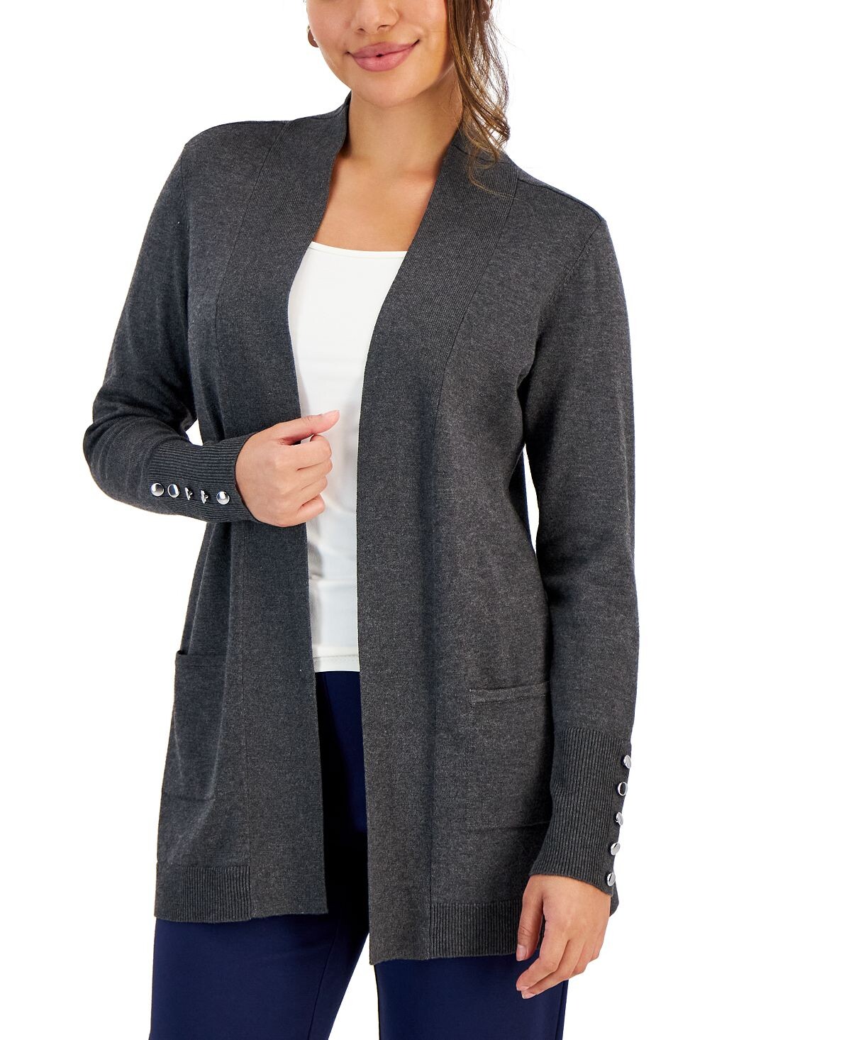 Миниатюрный кардиган с открытым передом и манжетами на пуговицах JM Collection
Миниатюрный кардиган с открытым передом и манжетами на пуговицах JM Collection