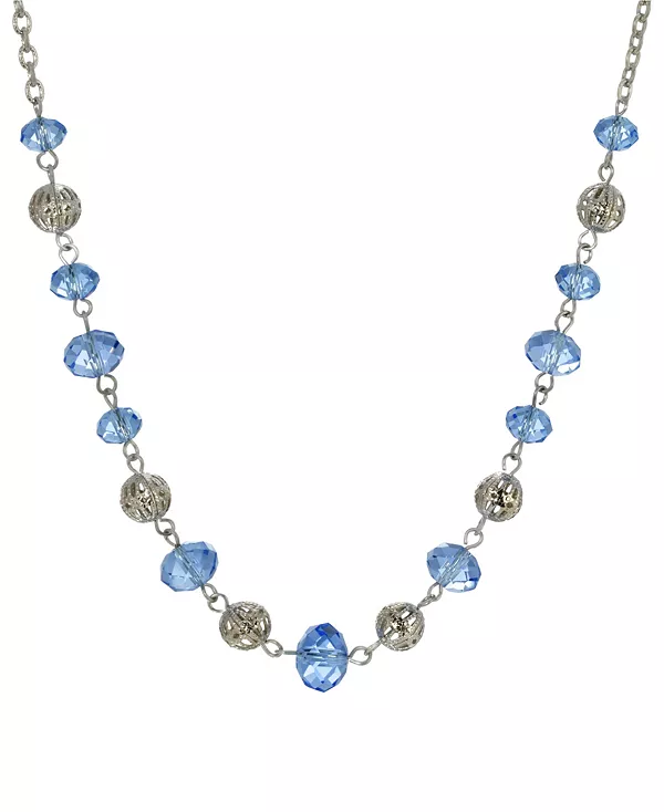 Женское колье-цепочка серебряного тона с синими и серебряными бусинами 2028, blue
Женское колье-цепочка серебряного тона с синими и серебряными бусинами 2028, blue