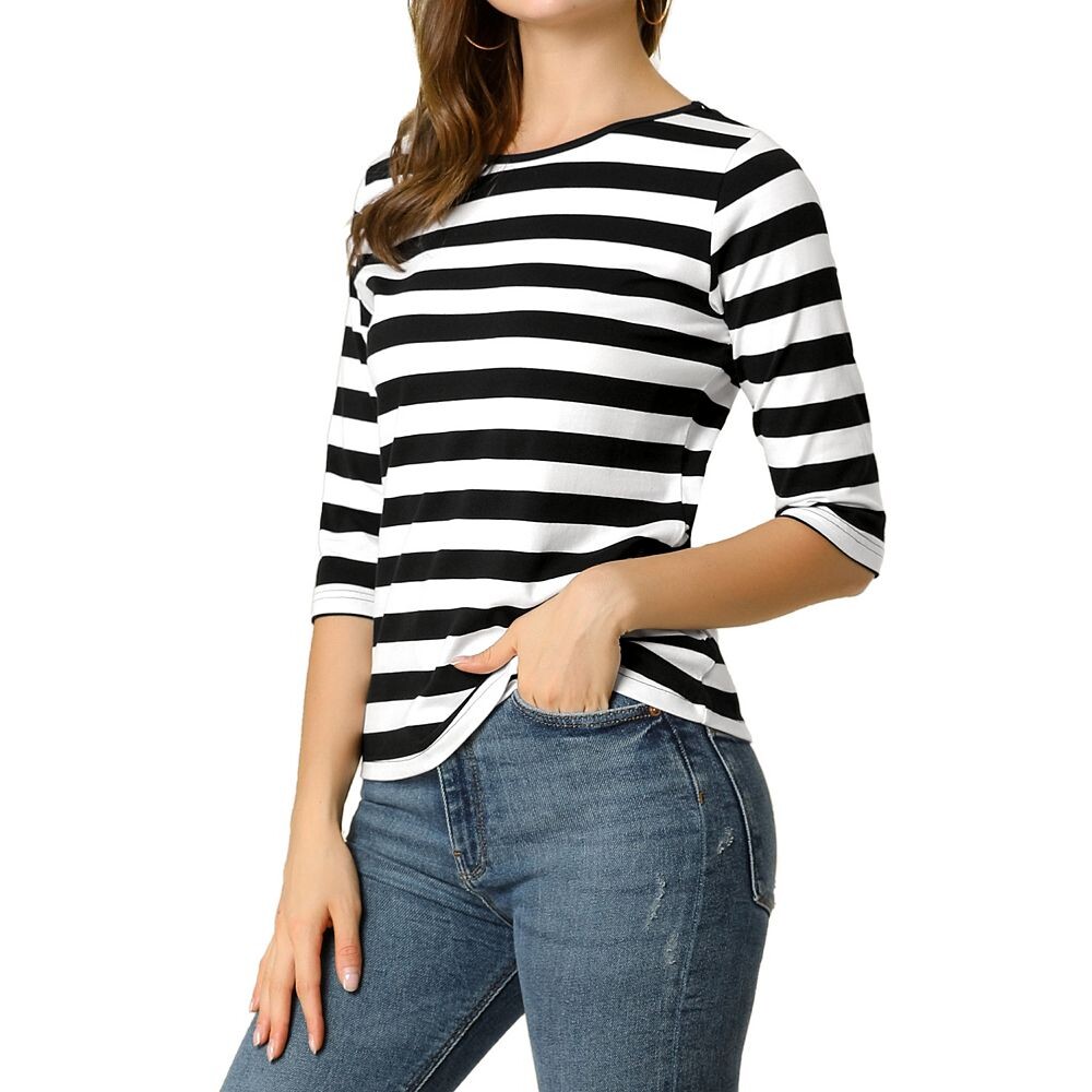 Женская повседневная футболка с принтом и круглым вырезом с рукавами до локтя ALLEGRA K, цвет Black White
Женская повседневная футболка с принтом и круглым вырезом с рукавами до локтя ALLEGRA K, цвет Black White