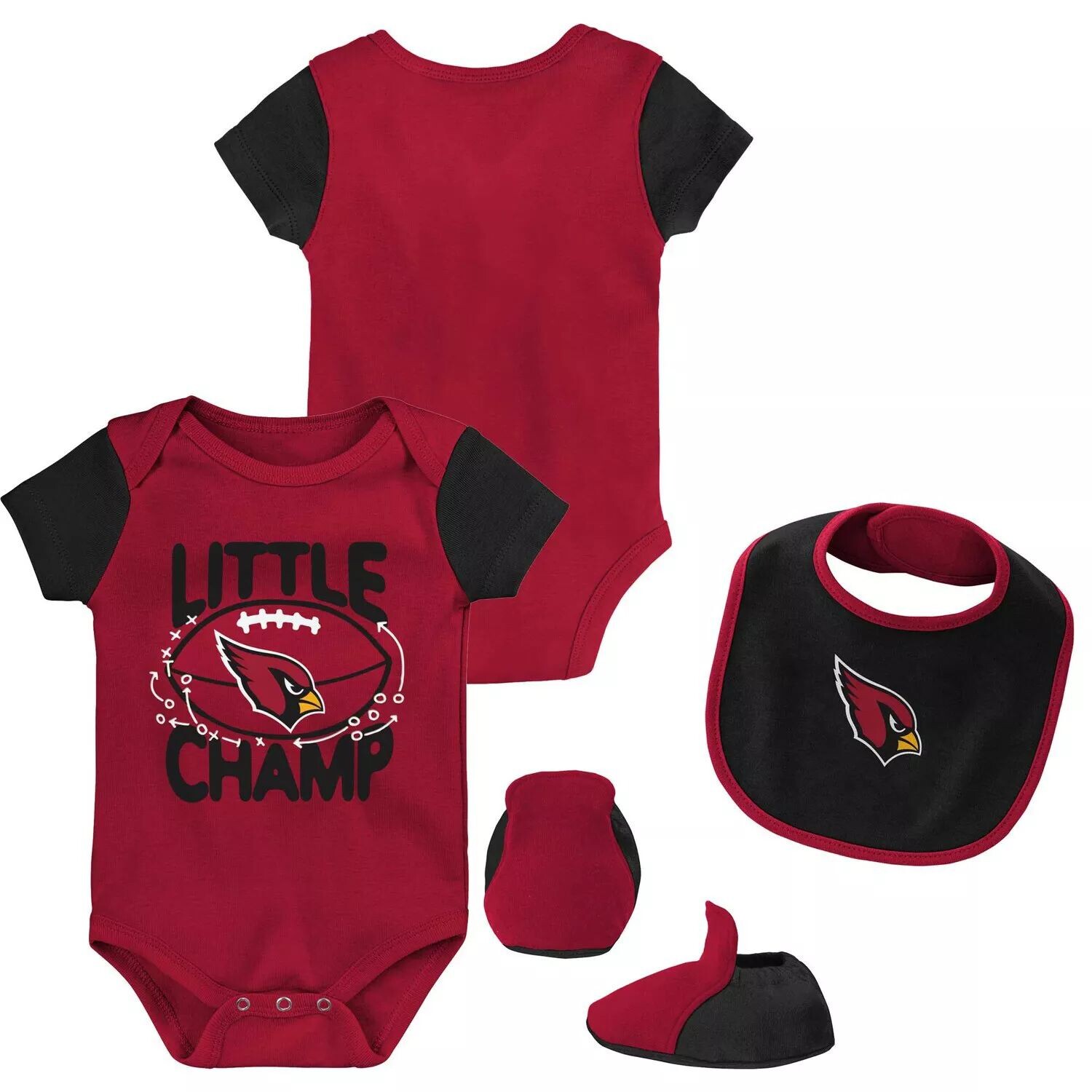Комплект из трех частей боди Cardinal/Black Arizona Cardinals Little Champ для новорожденных и младенцев с нагрудником и пинетками Outerstuff
Комплект из трех частей боди Cardinal/Black Arizona Cardinals Little Champ для новорожденных и младенцев с нагрудником и пинетками Outerstuff