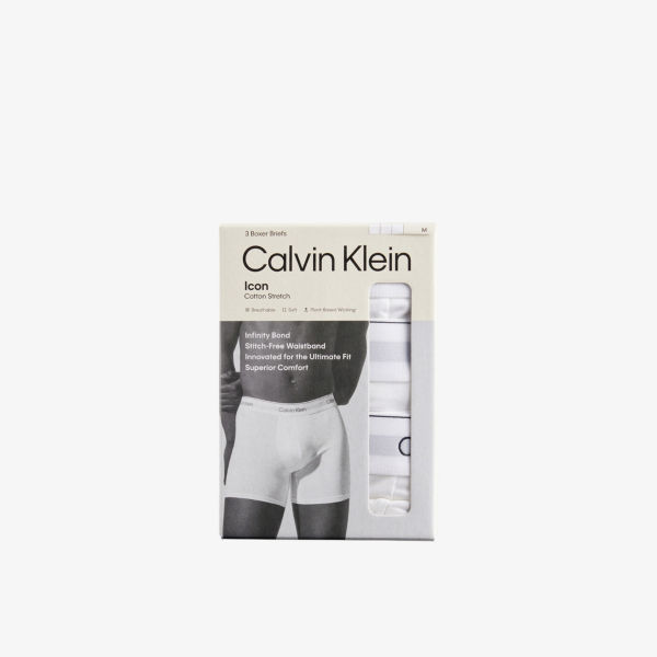 Упаковка из трех хлопковых трусов-боксеров Icon logo-waistband с эластичной резинкой Calvin Klein, белый
Упаковка из трех хлопковых трусов-боксеров Icon logo-waistband с эластичной резинкой Calvin Klein, белый