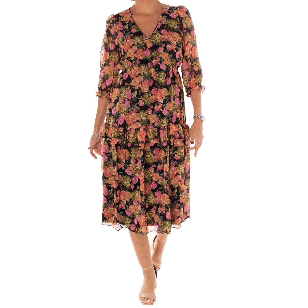 Женское платье миди с запахом и искусственными рюшами Maison Tara, цвет Black Multi
Женское платье миди с запахом и искусственными рюшами Maison Tara, цвет Black Multi