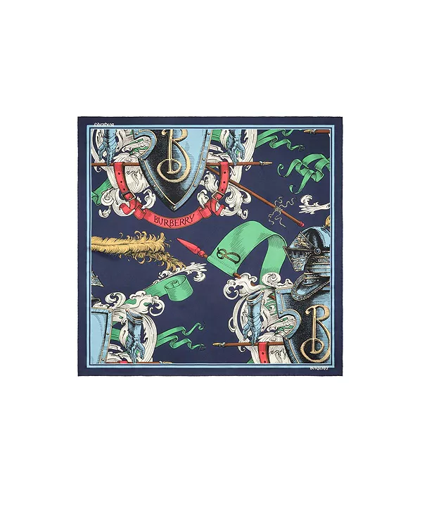 Шелковый шарф с выгравированным изображением рыцаря Burberry, серый
Шелковый шарф с выгравированным изображением рыцаря Burberry, серый