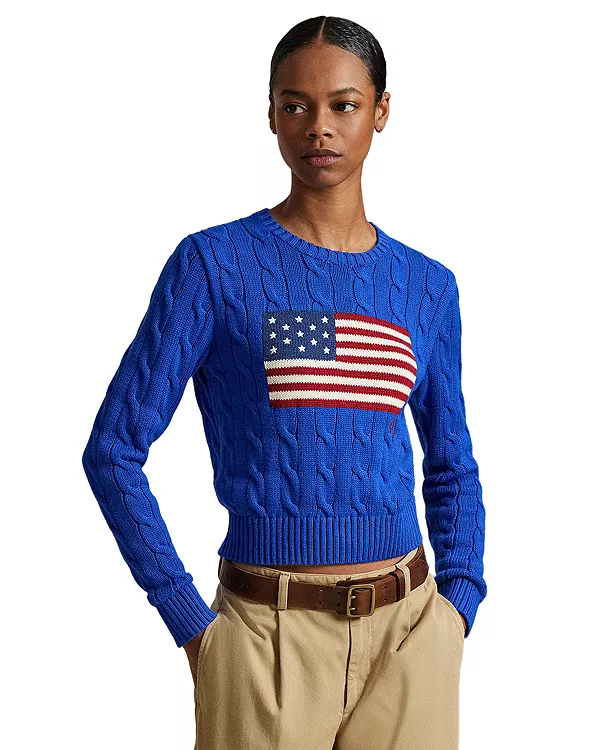 Укороченный свитер крупной вязки с флагом Ralph Lauren, синий
Укороченный свитер крупной вязки с флагом Ralph Lauren, синий