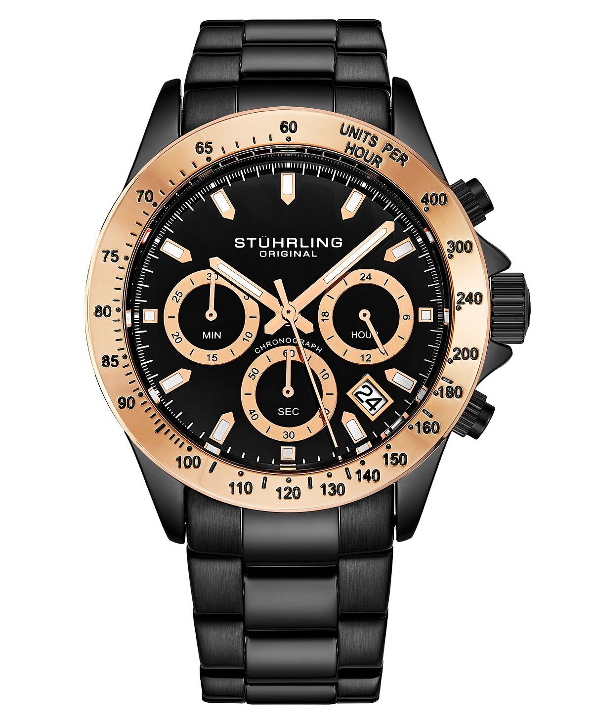 Мужские черные часы-браслет из нержавеющей стали 42 мм Stuhrling
Мужские черные часы-браслет из нержавеющей стали 42 мм Stuhrling