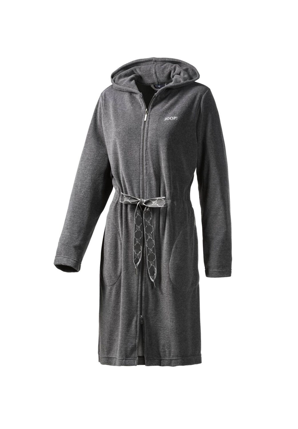 Халат женский - активный, махровый, на молнии, смесовый хлопок JOOP!, серый
