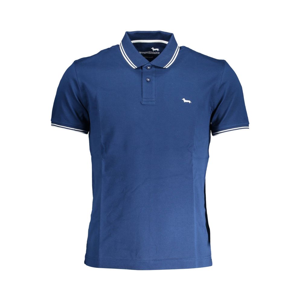Синяя хлопковая рубашка-поло Harmont & Blaine, синий 
Синяя хлопковая рубашка-поло Harmont & Blaine, синий