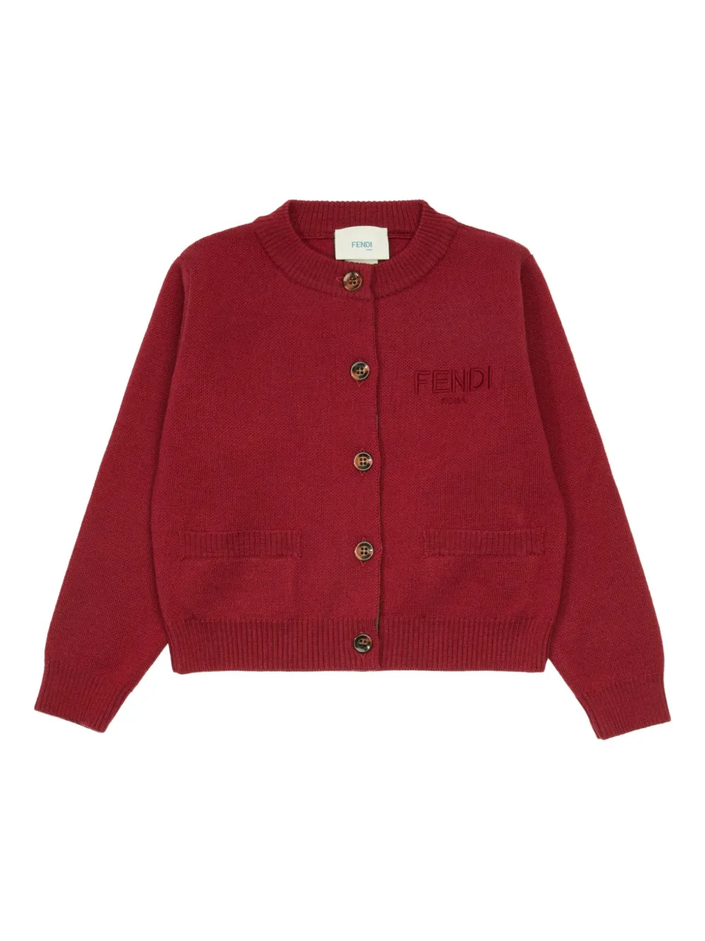 Кардиган с вышитым логотипом Fendi Kids, красный
Кардиган с вышитым логотипом Fendi Kids, красный