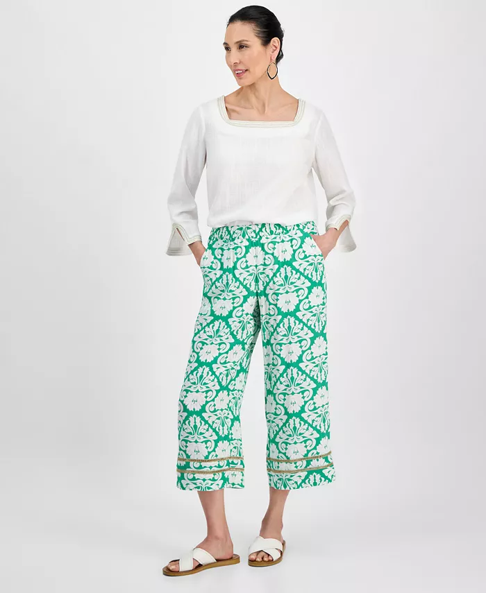 Женские брюки с принтом на резинке и широкими штанинами JM Collection, зеленый
Женские брюки с принтом на резинке и широкими штанинами JM Collection, зеленый