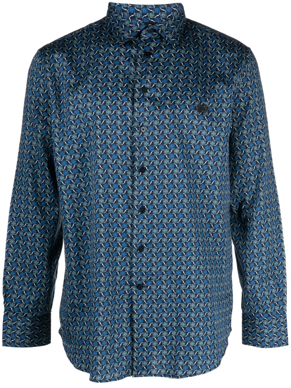 Рубашка с графичным принтом и логотипом Pegaso ETRO, синий 
Рубашка с графичным принтом и логотипом Pegaso ETRO, синий