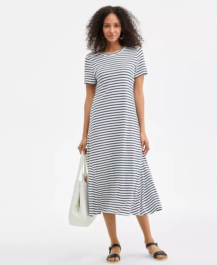 Женское короткое платье миди с принтом и короткими рукавами Style & Co, мультиколор 
Женское короткое платье миди с принтом и короткими рукавами Style & Co, мультиколор