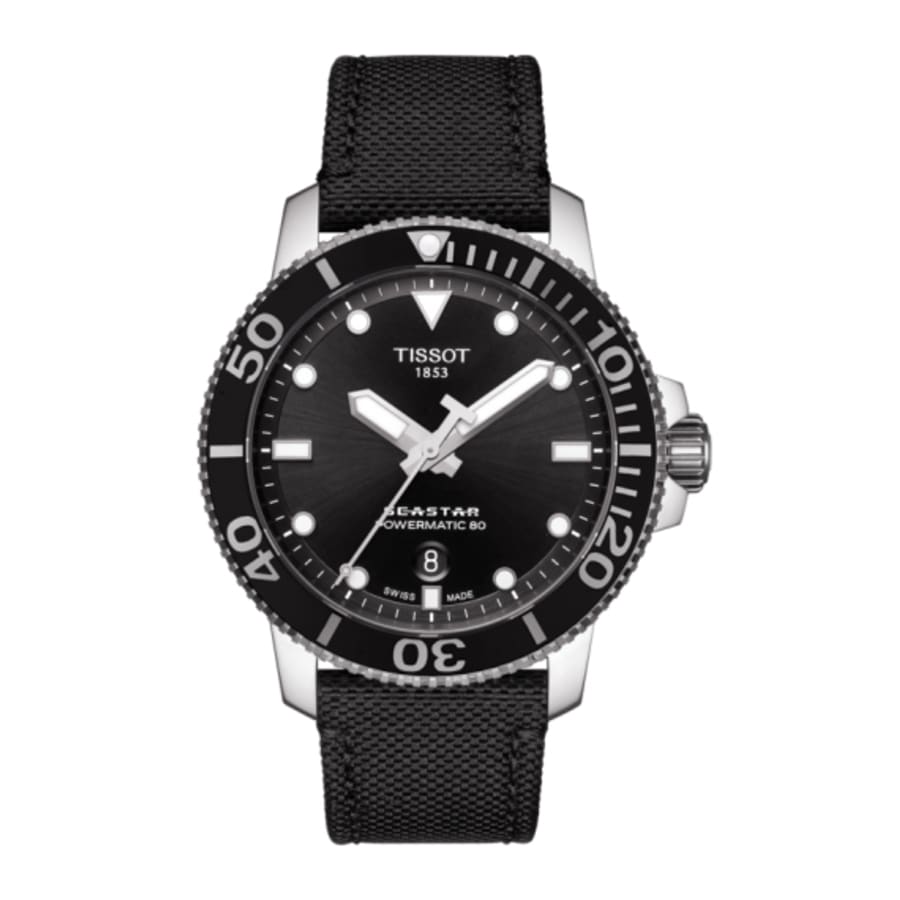 Мужские часы Tissot Seastar 1000 с черным циферблатом и черным тканевым ремешком T120.407.17.051.00
Мужские часы Tissot Seastar 1000 с черным циферблатом и черным тканевым ремешком T120.407.17.051.00