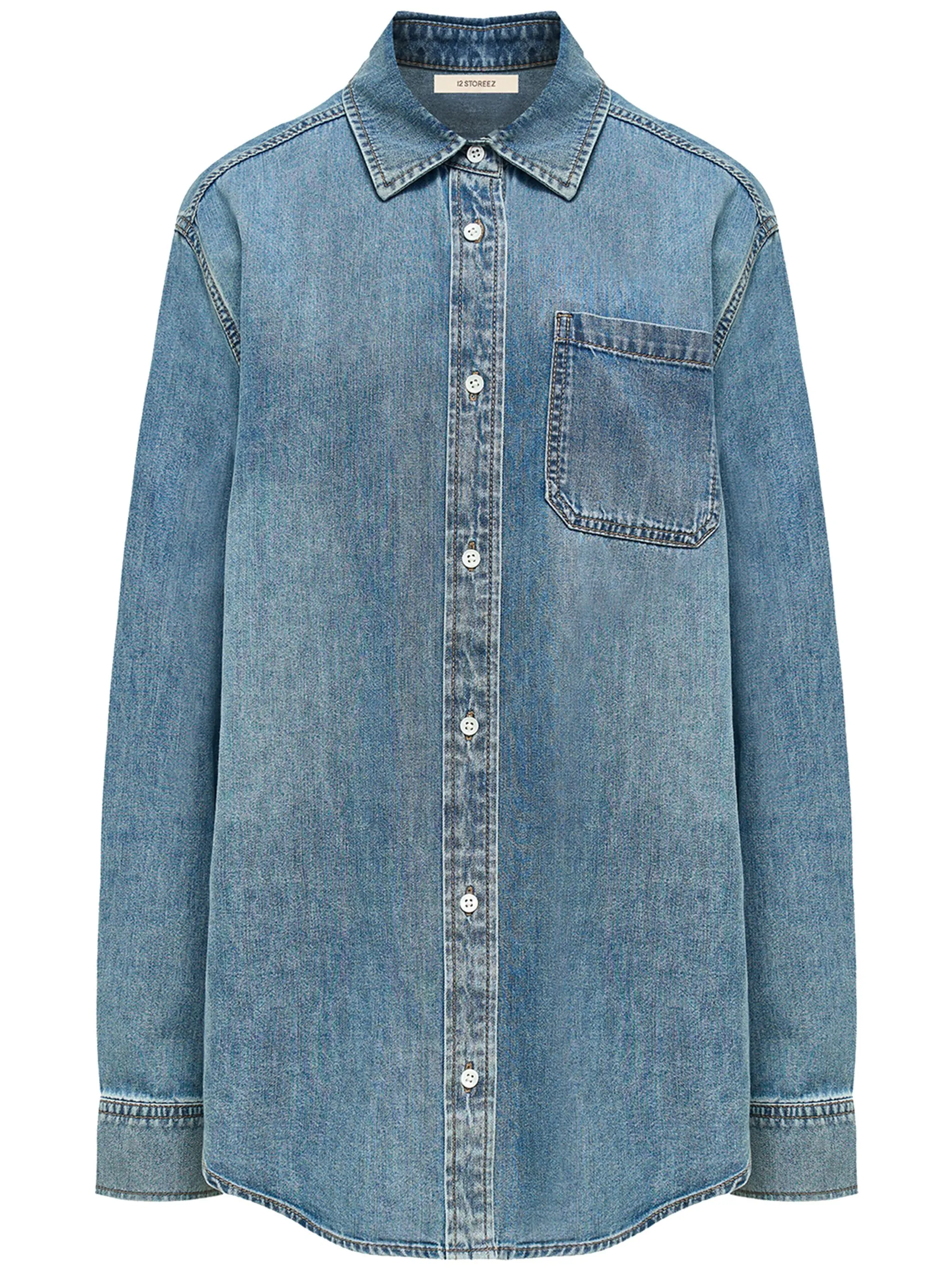 Джинсовая рубашка с классическим воротником 12 Storeez, синий
Джинсовая рубашка с классическим воротником 12 Storeez, синий