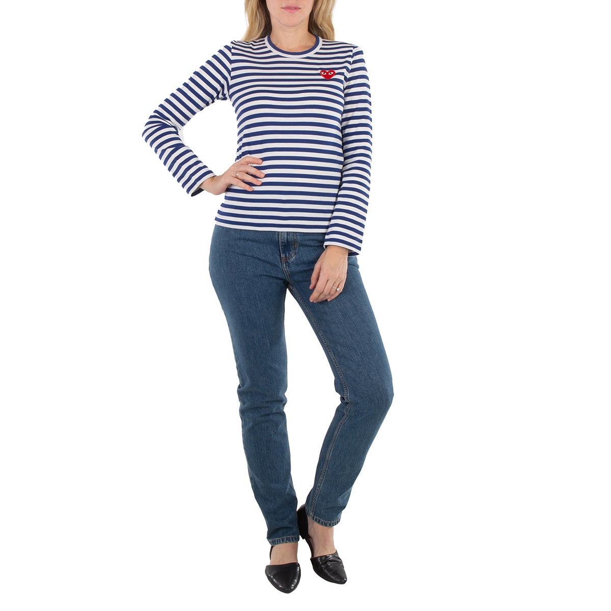 Cdg Play Полосатая футболка с длинными рукавами и эмблемой в виде сердца, темно-синий/белый
Cdg Play Полосатая футболка с длинными рукавами и эмблемой в виде сердца, темно-синий/белый