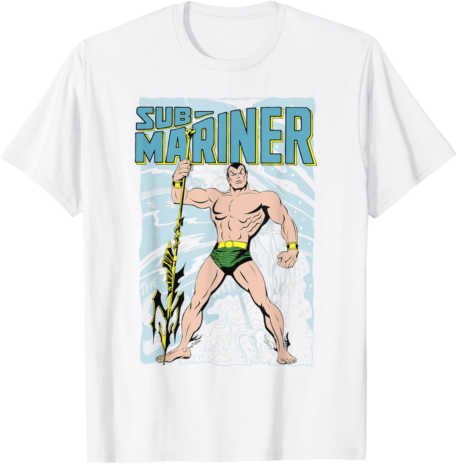 Футболка с портретом Подводника из комиксов Marvel, белая
Футболка с портретом Подводника из комиксов Marvel, белая