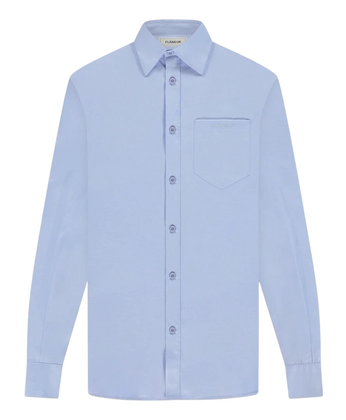 Синяя хлопковая поплиновая рубашка FlãNeur, синий
Синяя хлопковая поплиновая рубашка FlãNeur, синий