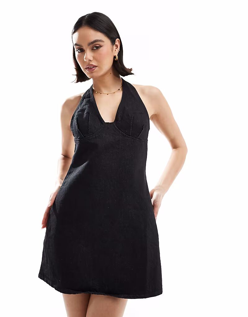 Джинсовое мини-платье с халтер-воротником ASOS DESIGN черного цвета
Джинсовое мини-платье с халтер-воротником ASOS DESIGN черного цвета