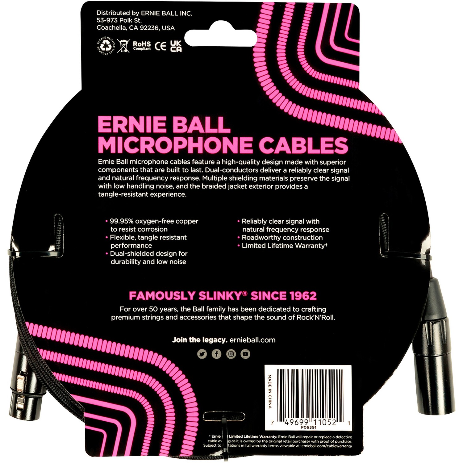 Микрофонный кабель Ernie Ball в оплетке XLR, 15 футов, черный
Микрофонный кабель Ernie Ball в оплетке XLR, 15 футов, черный