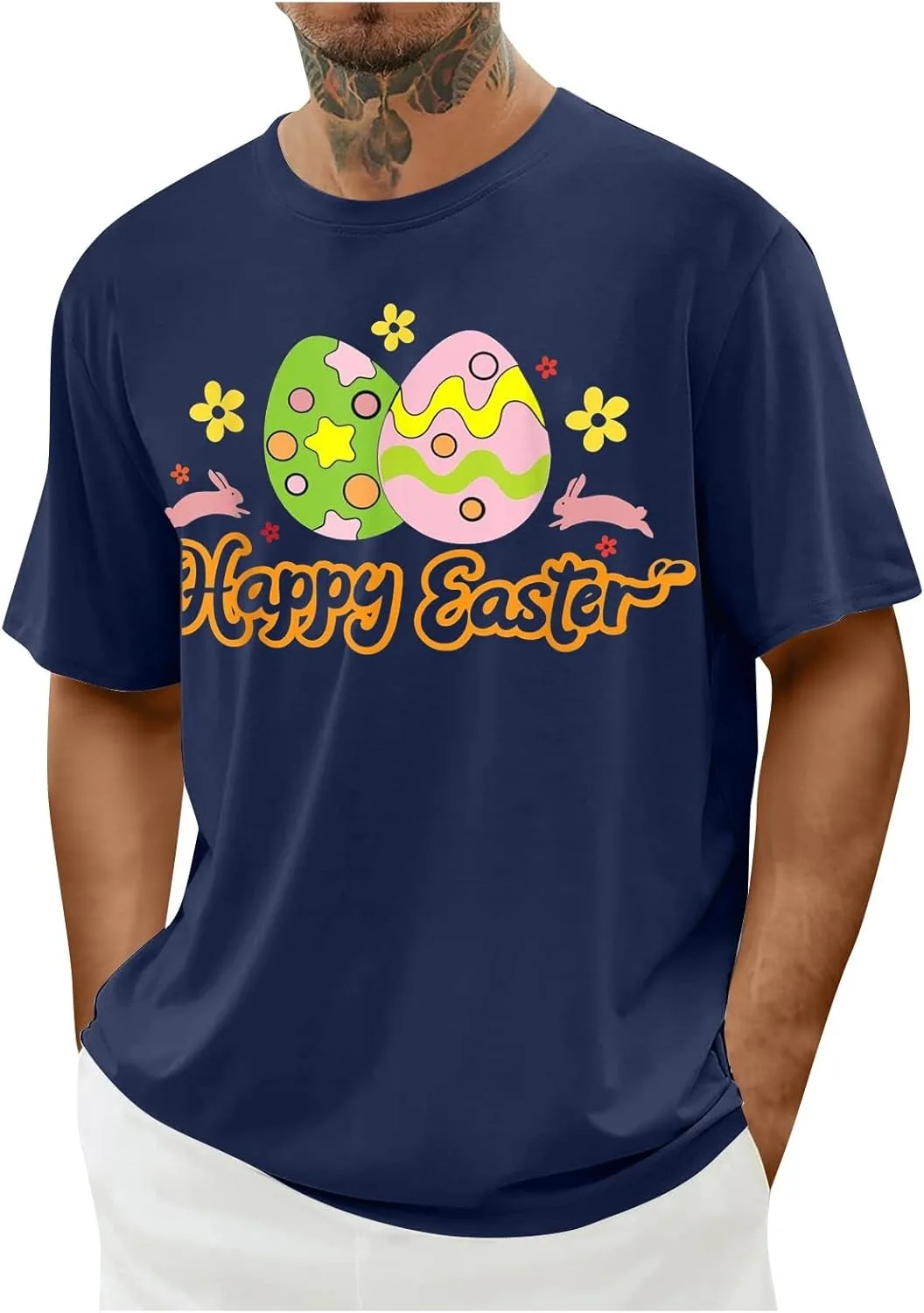 Футболка Happy Easter с принтом кролика и яиц
Футболка Happy Easter с принтом кролика и яиц