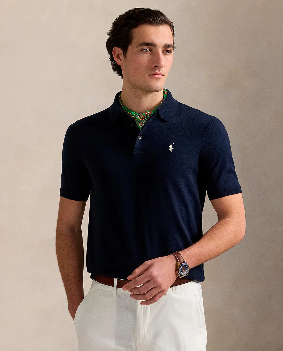 Мужской хлопковый свитер с воротником-поло, стандартный крой Polo Ralph Lauren, темно-синий
Мужской хлопковый свитер с воротником-поло, стандартный крой Polo Ralph Lauren, темно-синий